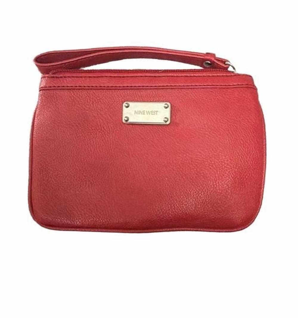 Nine West Red Wristlet Wallet Handbag Faux Leather